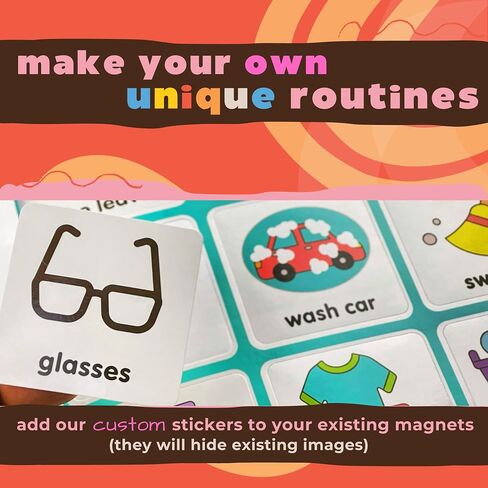 Magnetic Daily Visual Schedule for Kids at Home - Create Your Own Routine Chart for Kids & Toddlers (Morning and Bedtime) - Kids Chore Chart - Autism ADHD (72 Magnets + Board) in Saudi Arabia