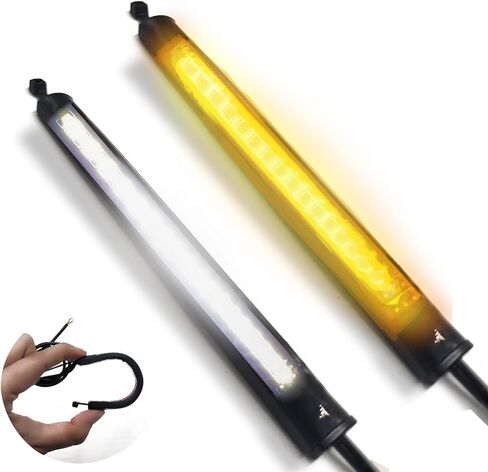 شريط إضاءة مرن قطعتين عالميتين، إشارات انعطاف للدراجات النارية باللون الكهرماني وإضاءة نهارية بيضاء 36 مصباح LED قابل للتعديل ومقاوم للماء، شريط إضاءة وامض مناسب لمعظم الدراجات النارية والسكوتر ATV in Kuwait