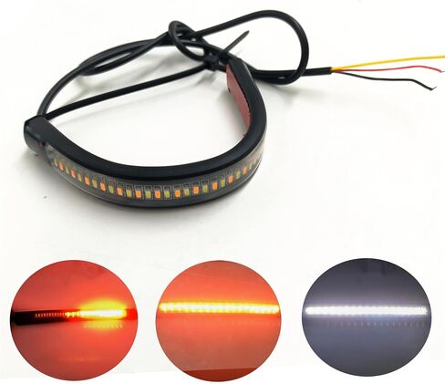شريط إضاءة مرن قطعتين عالميتين، إشارات انعطاف للدراجات النارية باللون الكهرماني وإضاءة نهارية بيضاء 36 مصباح LED قابل للتعديل ومقاوم للماء، شريط إضاءة وامض مناسب لمعظم الدراجات النارية والسكوتر ATV in Kuwait