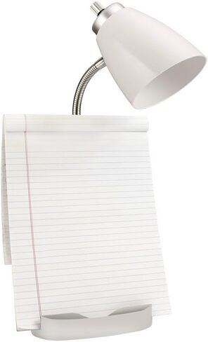 Simple Designs LD1056-WHT Gooseneck Organizer Desk Lamp with iPad/Tablet Stand or Book Holder and USB Port, White in Saudi Arabia