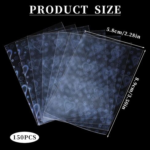150 Pcs Photocard Sleeves Love Heart Kpop Photocard Sleeves Laser Flashing Card Sleeves Foil Card Protective Sleeve, 61x88mm in Saudi Arabia
