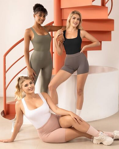 MANOGPOP Double Lined Workout Tank Tops for Women Square Neck Sleeveless Fitted Gym Top Yoga Shirt Thong Sport Bodysuits in Saudi Arabia