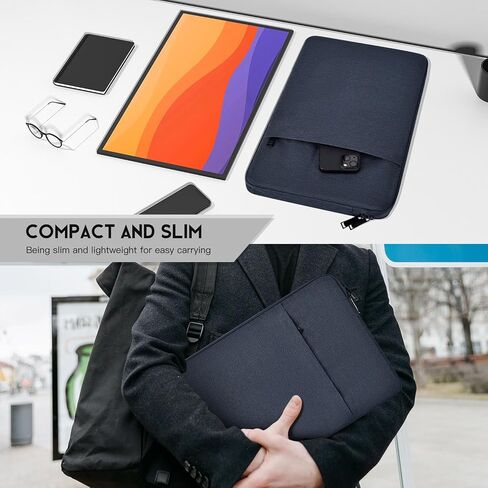 18 inch Portable Monitor Sleeve, Padded Shockproof Protective Carrying Case Bag with Accessory Pocket, Water-Resistant Monitor Display Bag for 18.5 inch Portable Monitors -Navy Blue in Kuwait