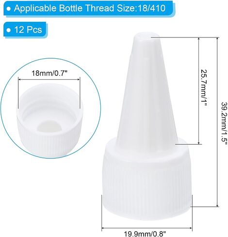 PATIKIL 18/410 Twist Bottle Caps, 12Pcs Plastic Ribbed Edge Squeeze Bottle Replacement Caps with Foam Gasket for Paint Lids Glue Dispensing Bottles, Clear in Saudi Arabia