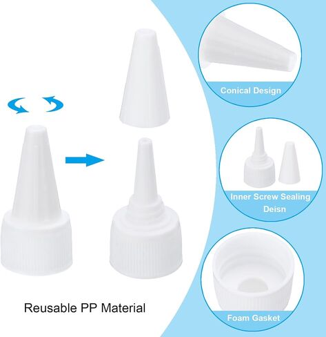 PATIKIL 18/410 Twist Bottle Caps, 12Pcs Plastic Ribbed Edge Squeeze Bottle Replacement Caps with Foam Gasket for Paint Lids Glue Dispensing Bottles, Clear in Saudi Arabia