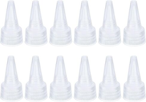 PATIKIL 18/410 Twist Bottle Caps, 12Pcs Plastic Ribbed Edge Squeeze Bottle Replacement Caps with Foam Gasket for Paint Lids Glue Dispensing Bottles, Clear in Saudi Arabia