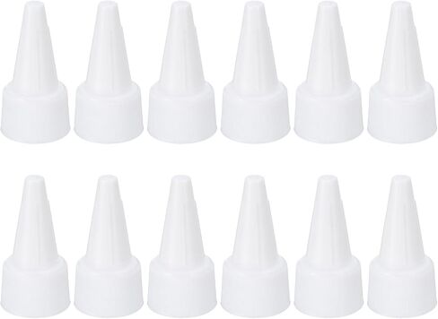 PATIKIL 18/410 Twist Bottle Caps, 12Pcs Plastic Ribbed Edge Squeeze Bottle Replacement Caps with Foam Gasket for Paint Lids Glue Dispensing Bottles, Clear in Saudi Arabia