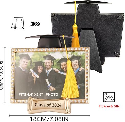 مجموعة واحدة من إطارات صور التخرج لعام 2024، مجموعة هدايا ديكورات من فئة 2024، إطار صورة تذكار، عرض على الطاولة، لوازم الحفلات الكاملة لاحتفالات المدرسة الثانوية والكلية (إطارات التخرج، 1) in Kuwait