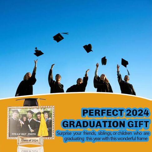 مجموعة واحدة من إطارات صور التخرج لعام 2024، مجموعة هدايا ديكورات من فئة 2024، إطار صورة تذكار، عرض على الطاولة، لوازم الحفلات الكاملة لاحتفالات المدرسة الثانوية والكلية (إطارات التخرج، 1) in Kuwait