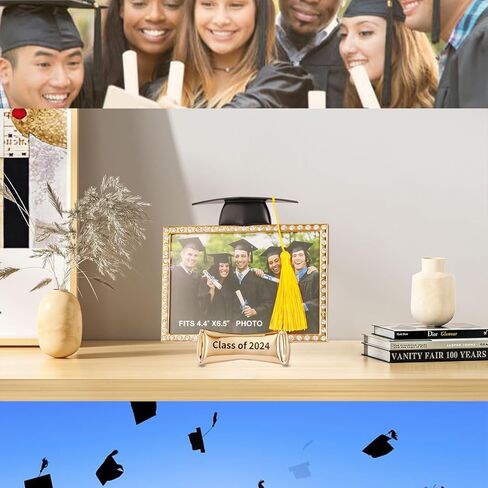 مجموعة واحدة من إطارات صور التخرج لعام 2024، مجموعة هدايا ديكورات من فئة 2024، إطار صورة تذكار، عرض على الطاولة، لوازم الحفلات الكاملة لاحتفالات المدرسة الثانوية والكلية (إطارات التخرج، 1) in Kuwait