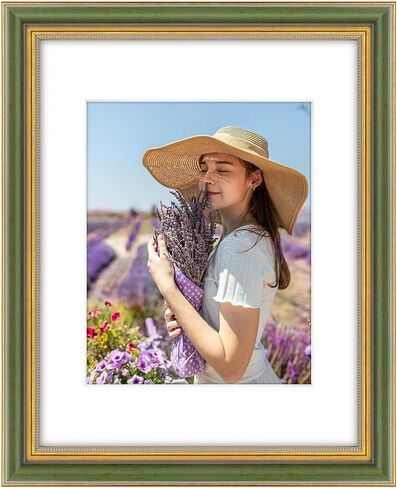 Golden State Art, 8x10 Ornate Picture Frame for 5x7 Photo with Mat or 8x10 Prints without Mat, Real Glass for Wall Mounting and Table Top Horizontally or Vertically (Color:Black Gold, 1 Pack) in Saudi Arabia