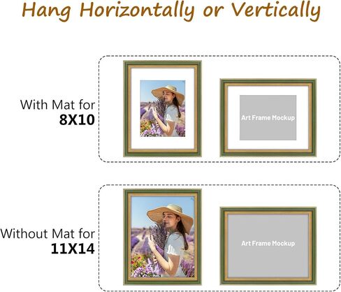 Golden State Art, 8x10 Ornate Picture Frame for 5x7 Photo with Mat or 8x10 Prints without Mat, Real Glass for Wall Mounting and Table Top Horizontally or Vertically (Color:Black Gold, 1 Pack) in Saudi Arabia