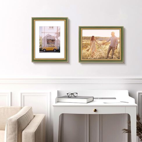Golden State Art, 8x10 Ornate Picture Frame for 5x7 Photo with Mat or 8x10 Prints without Mat, Real Glass for Wall Mounting and Table Top Horizontally or Vertically (Color:Black Gold, 1 Pack) in Saudi Arabia