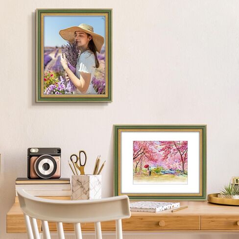 Golden State Art, 8x10 Ornate Picture Frame for 5x7 Photo with Mat or 8x10 Prints without Mat, Real Glass for Wall Mounting and Table Top Horizontally or Vertically (Color:Black Gold, 1 Pack) in Saudi Arabia