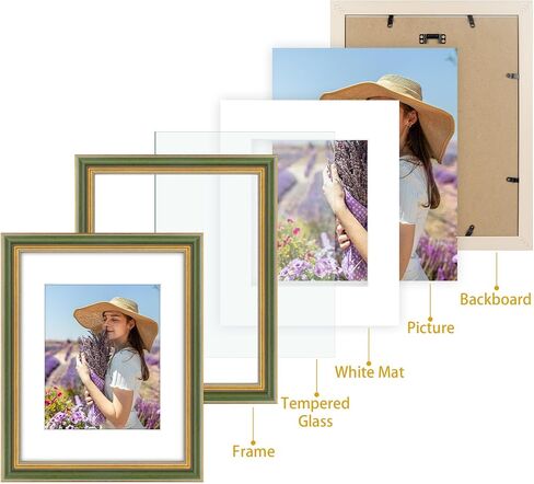 Golden State Art, 8x10 Ornate Picture Frame for 5x7 Photo with Mat or 8x10 Prints without Mat, Real Glass for Wall Mounting and Table Top Horizontally or Vertically (Color:Black Gold, 1 Pack) in Saudi Arabia