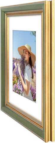 Golden State Art, 8x10 Ornate Picture Frame for 5x7 Photo with Mat or 8x10 Prints without Mat, Real Glass for Wall Mounting and Table Top Horizontally or Vertically (Color:Black Gold, 1 Pack) in Saudi Arabia