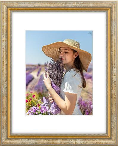 Golden State Art, 8x10 Ornate Picture Frame for 5x7 Photo with Mat or 8x10 Prints without Mat, Real Glass for Wall Mounting and Table Top Horizontally or Vertically (Color:Black Gold, 1 Pack) in Saudi Arabia