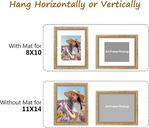Golden State Art, 8x10 Ornate Picture Frame for 5x7 Photo with Mat or 8x10 Prints without Mat, Real Glass for Wall Mounting and Table Top Horizontally or Vertically (Color:Black Gold, 1 Pack) in Saudi Arabia