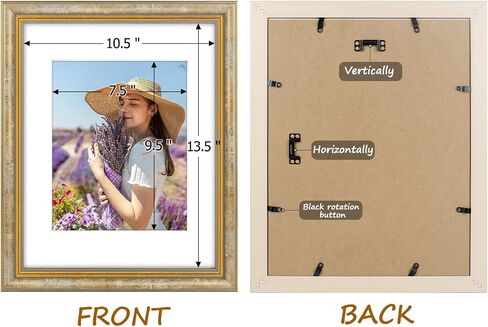 Golden State Art, 8x10 Ornate Picture Frame for 5x7 Photo with Mat or 8x10 Prints without Mat, Real Glass for Wall Mounting and Table Top Horizontally or Vertically (Color:Black Gold, 1 Pack) in Saudi Arabia