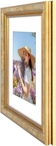 Golden State Art, 8x10 Ornate Picture Frame for 5x7 Photo with Mat or 8x10 Prints without Mat, Real Glass for Wall Mounting and Table Top Horizontally or Vertically (Color:Black Gold, 1 Pack) in Saudi Arabia
