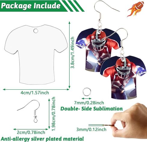 QOUBAI 60 Sets Sublimation Blanks Earrings MDF Sublimation Wood Football Earring Blanks Bulk with Earring Hooks and Jump Rings Sublimation Double Sided Jewelry Ornament Blanks in Saudi Arabia