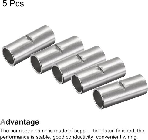 MECCANIXITY Non-Insulated Butt Crimp Terminals 2 AWG for Electrical Wire Splice DIY, Pack of 12 in Saudi Arabia
