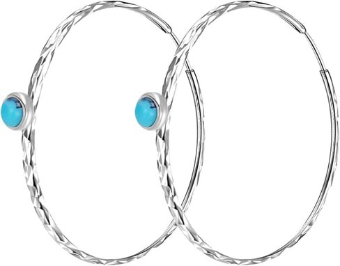 Turquoise Circle Endless Hoop Earrings for Women Sterling Silver Hoop Earrings in Kuwait
