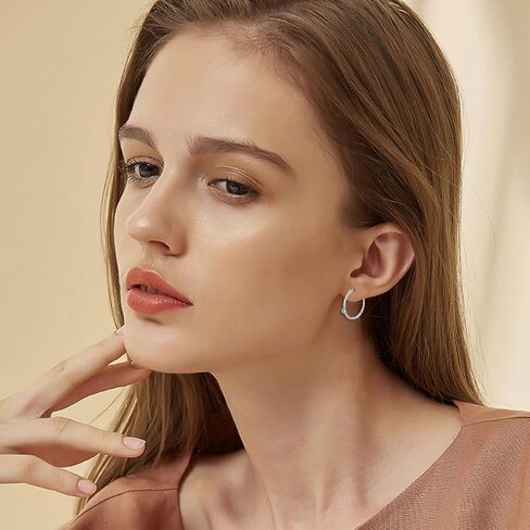 Turquoise Circle Endless Hoop Earrings for Women Sterling Silver Hoop Earrings in Kuwait