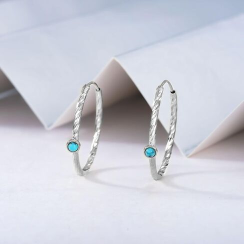 Turquoise Circle Endless Hoop Earrings for Women Sterling Silver Hoop Earrings in Kuwait