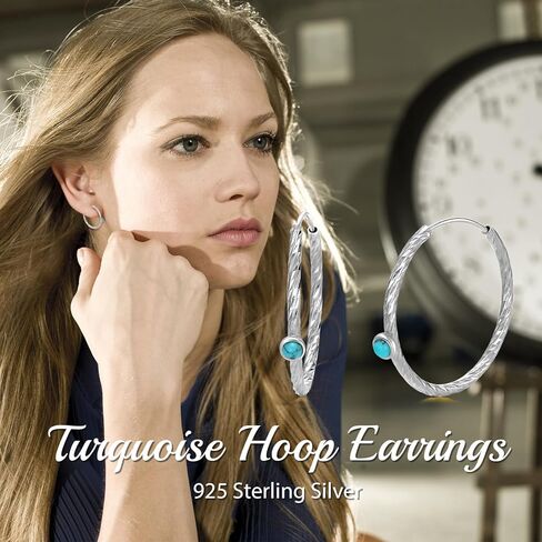 Turquoise Circle Endless Hoop Earrings for Women Sterling Silver Hoop Earrings in Kuwait