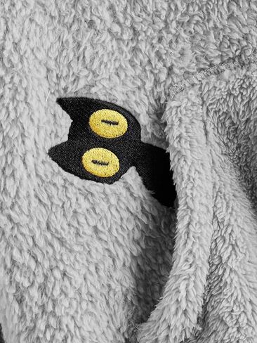 SHENHE Women's Cute Cat Print Teddy Hoodie Cartoon Sweatshirt with Ears in Saudi Arabia