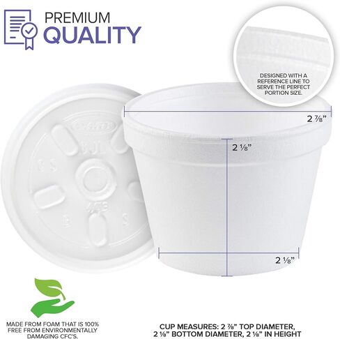 Stock Your Home 4 Ounce Foam Bowls with Lids (100 Count) - Foam Bowls with Lids - Insulated to Go Foam Cups - to Go Containers for Soup, Oatmeal, Ice Cream, Delis, Cafes, Restaurants in Saudi Arabia