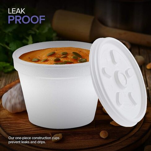 Stock Your Home 4 Ounce Foam Bowls with Lids (100 Count) - Foam Bowls with Lids - Insulated to Go Foam Cups - to Go Containers for Soup, Oatmeal, Ice Cream, Delis, Cafes, Restaurants in Saudi Arabia