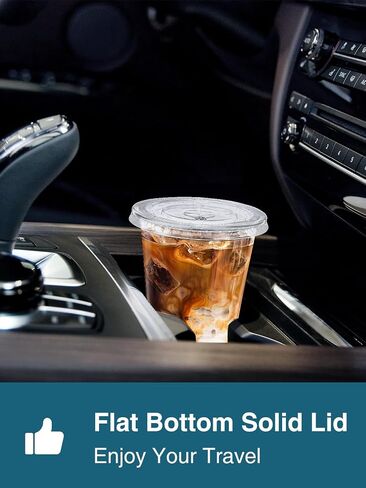 SHOPDAY Disposable Plastic Cups with Lids 8 oz Clear Plastic Cups 50 Pack, Cold Drink Containers Party Cups for Beverage Coffee Soda Juice Smoothie in Saudi Arabia