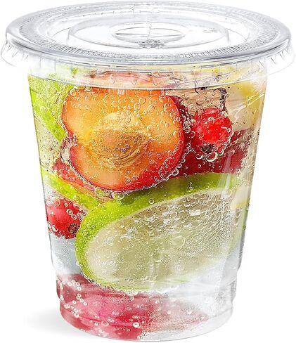SHOPDAY Disposable Plastic Cups with Lids 8 oz Clear Plastic Cups 50 Pack, Cold Drink Containers Party Cups for Beverage Coffee Soda Juice Smoothie in Saudi Arabia