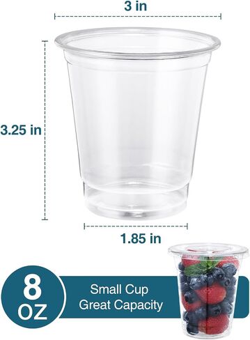 SHOPDAY Disposable Plastic Cups with Lids 8 oz Clear Plastic Cups 50 Pack, Cold Drink Containers Party Cups for Beverage Coffee Soda Juice Smoothie in Saudi Arabia