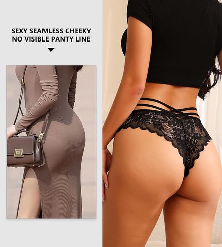 Women Sexy Lace Bikini Panties High Waisted V-Shape Criss Cross Panties Ladies Cute Hipster Briefs Multipack in Saudi Arabia