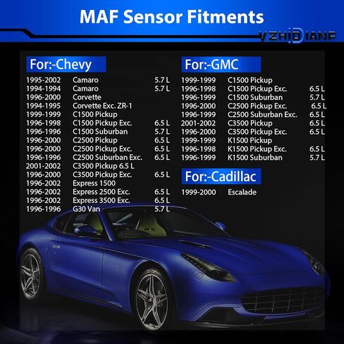 Mass Airflow Sensor AF10044 Fits for:-Chevy Camaro Corvette C1500 2500 3500 Pickup Express for:-GMC K1500 for:-Cadillac Escalade 5.7L 6.5L 1994-2002 OE#86-8308, 25179711, 19207203, 2134657 in Saudi Arabia