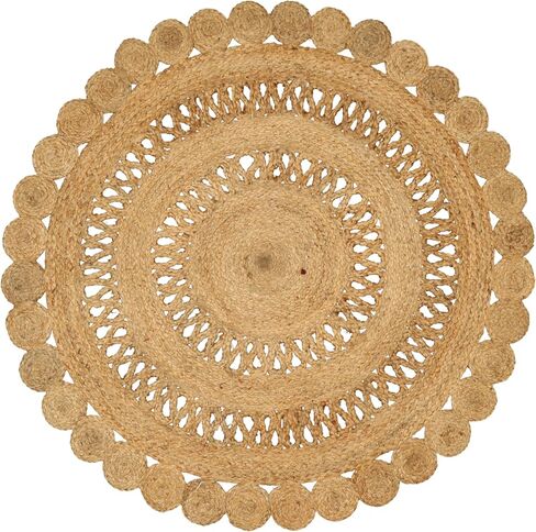 Natural Rattan Hand Woven Jute Rug, 4' Round Boho Rugs for Outdoor and Indoor, Farmhouse Rug for Dining Room Kitchen, Living Area, Under Table Circle Decor Round Rug 4ft in Saudi Arabia