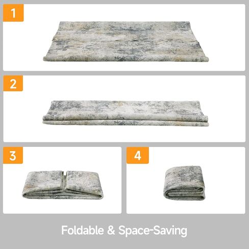 Washable Rug 2×3, Modern Abstract Living Room Rug, Medium Pile Non Slip Rug, Indoor Small Carpet Rugs for Entryway, Kitchen, Bathroom, Laundry, Door Mat, Dark Blue+Beige in Saudi Arabia