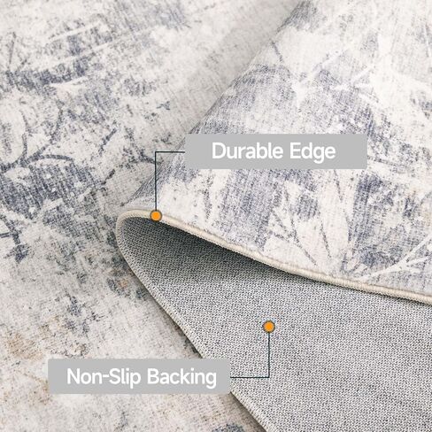 Washable Rug 2×3, Modern Abstract Living Room Rug, Medium Pile Non Slip Rug, Indoor Small Carpet Rugs for Entryway, Kitchen, Bathroom, Laundry, Door Mat, Dark Blue+Beige in Saudi Arabia