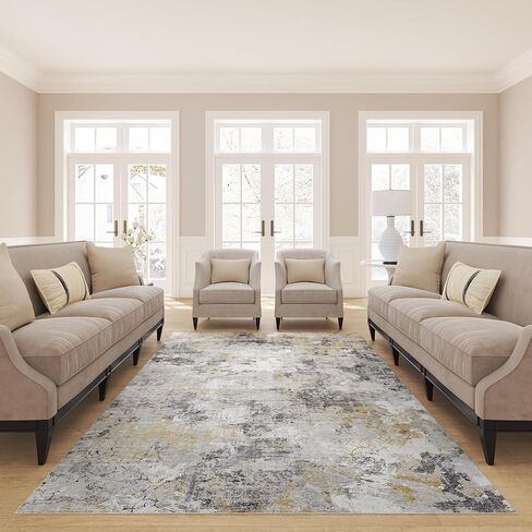 Washable Rug 2×3, Modern Abstract Living Room Rug, Medium Pile Non Slip Rug, Indoor Small Carpet Rugs for Entryway, Kitchen, Bathroom, Laundry, Door Mat, Dark Blue+Beige in Saudi Arabia