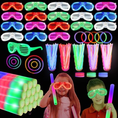 132PCS Glow in the Dark Party Supplies, 16PCS Foam Glow Sticks, 16PCS Light Up Glasses and 100PCS Glow Sticks Bracelets, Neon Party LED Party Favors for Glow Party ,Wedding,Concert,Raves and Birthday in Saudi Arabia