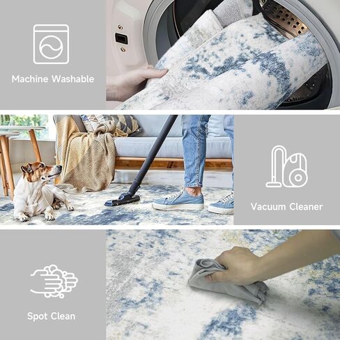 سجادة قابلة للغسل 2×3، سجادة منطقة صغيرة مجردة حديثة، سجادة متوسطة الحجم غير قابلة للانزلاق، سجاد سجاد داخلي قابل للطي للمدخل، المطبخ، الحمام، الغسيل، سجادة الباب، بني فاتح + متعدد in Kuwait