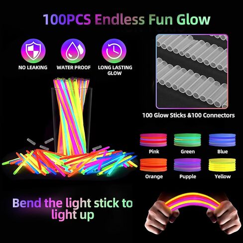 132PCS Glow in the Dark Party Supplies, 16PCS Foam Glow Sticks, 16PCS Light Up Glasses and 100PCS Glow Sticks Bracelets, Neon Party LED Party Favors for Glow Party ,Wedding,Concert,Raves and Birthday in Saudi Arabia