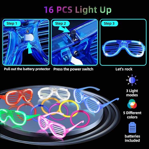 132PCS Glow in the Dark Party Supplies, 16PCS Foam Glow Sticks, 16PCS Light Up Glasses and 100PCS Glow Sticks Bracelets, Neon Party LED Party Favors for Glow Party ,Wedding,Concert,Raves and Birthday in Saudi Arabia
