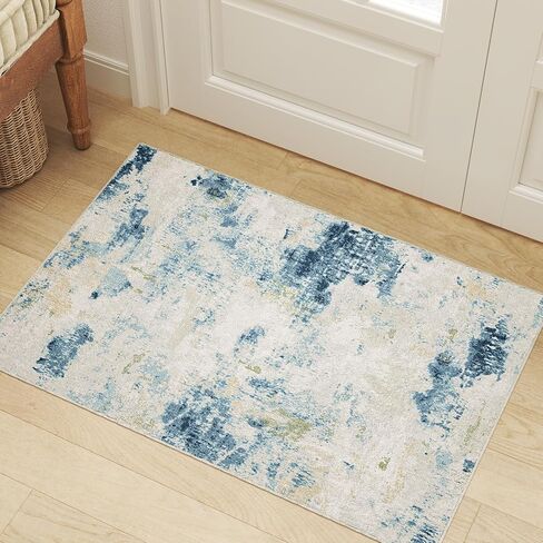 سجادة قابلة للغسل 2×3، سجادة منطقة صغيرة مجردة حديثة، سجادة متوسطة الحجم غير قابلة للانزلاق، سجاد سجاد داخلي قابل للطي للمدخل، المطبخ، الحمام، الغسيل، سجادة الباب، بني فاتح + متعدد in Kuwait