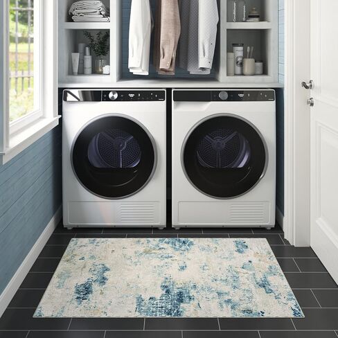 سجادة قابلة للغسل 2×3، سجادة منطقة صغيرة مجردة حديثة، سجادة متوسطة الحجم غير قابلة للانزلاق، سجاد سجاد داخلي قابل للطي للمدخل، المطبخ، الحمام، الغسيل، سجادة الباب، بني فاتح + متعدد in Kuwait