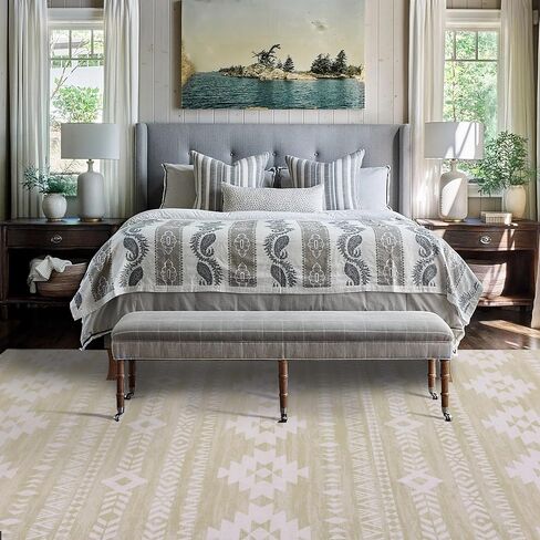 HOMBYS 8x10 ft Farmhouse Moroccan Area Rug for Living Room Bedroom, Large Boho Floor Carpet for Indoor Office Dining Room, Rustic Tribal Accent Home Deco Non-Shedding, Khaki, Machine Washable in Saudi Arabia