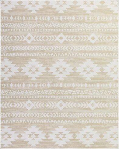 HOMBYS 8x10 ft Farmhouse Moroccan Area Rug for Living Room Bedroom, Large Boho Floor Carpet for Indoor Office Dining Room, Rustic Tribal Accent Home Deco Non-Shedding, Khaki, Machine Washable in Saudi Arabia